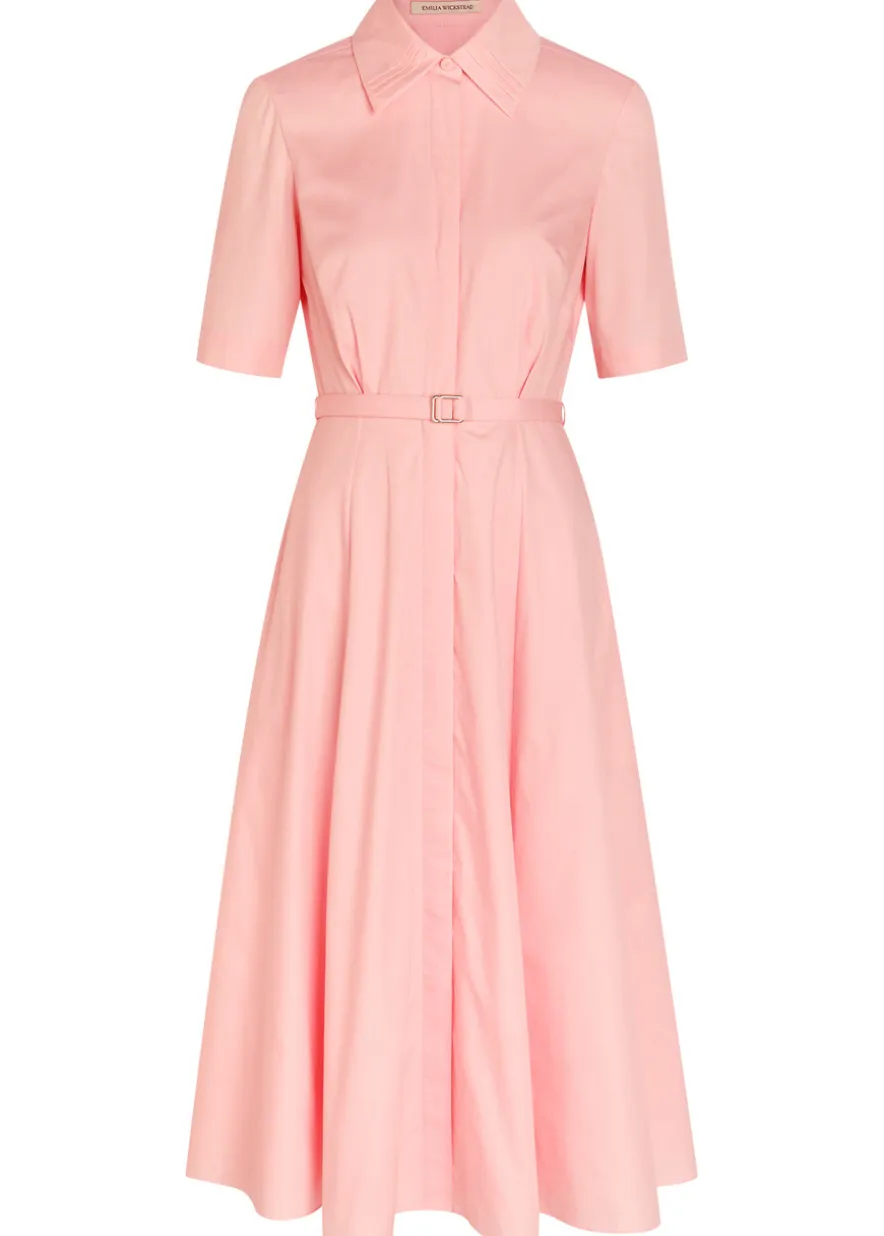 Ruble belted cotton midi shirt dress