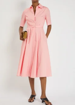 Ruble belted cotton midi shirt dress