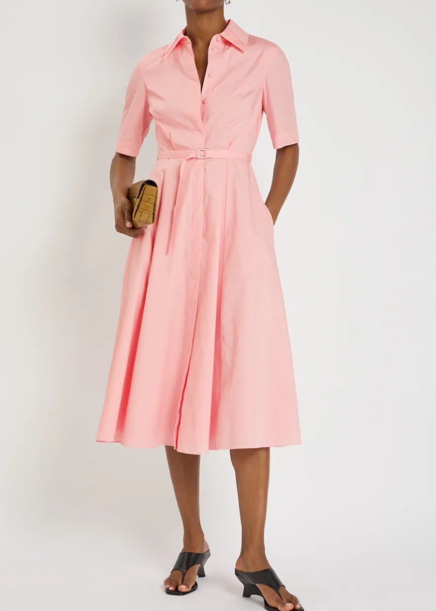 Ruble belted cotton midi shirt dress