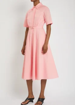 Ruble belted cotton midi shirt dress