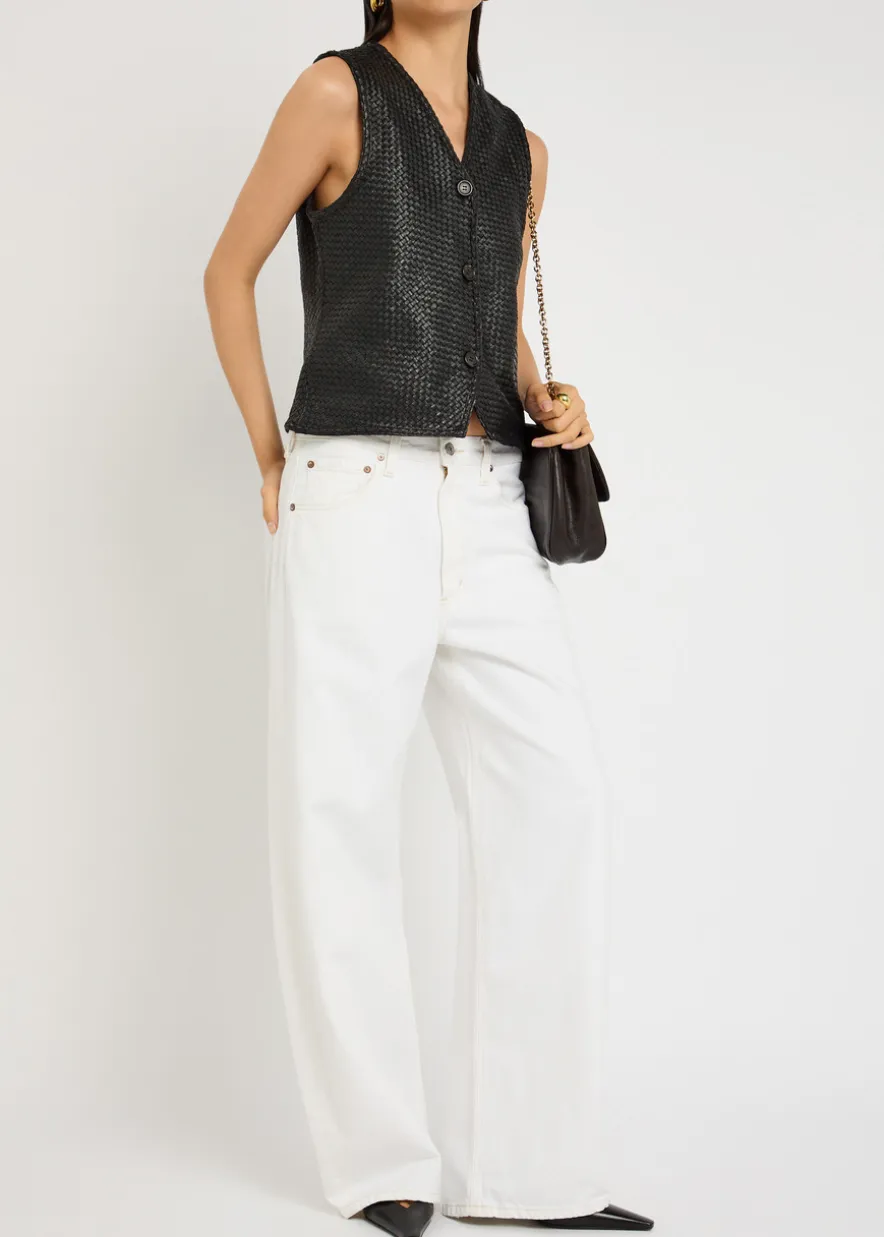 Ruby woven leather top