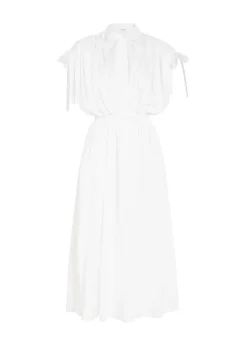 Ruched cotton-poplin midi shirt dress