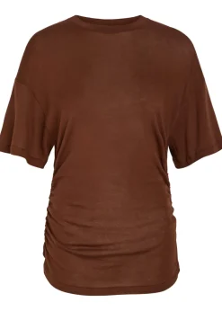 Ruched fine-knit T-shirt