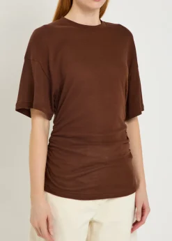 Ruched fine-knit T-shirt