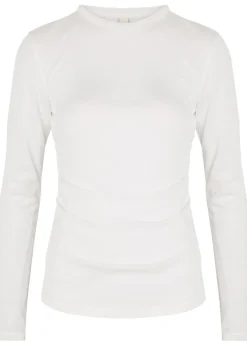 Ruched sheer fine-knit top