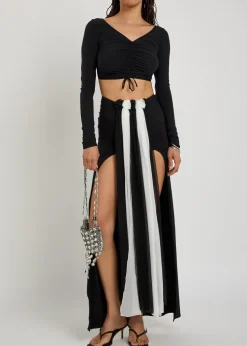 Ruched stretch-jersey crop top