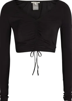 Ruched stretch-jersey crop top