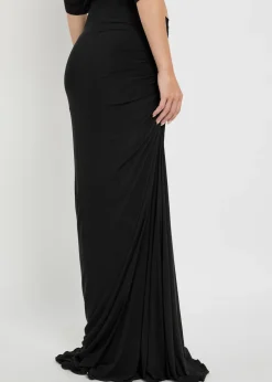 Ruched stretch-mesh maxi skirt
