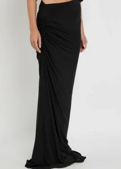 Ruched stretch-mesh maxi skirt