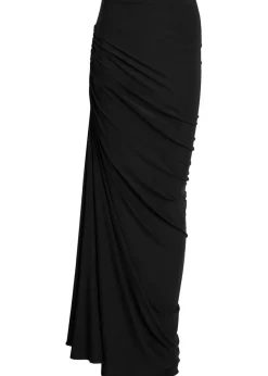 Ruched stretch-mesh maxi skirt