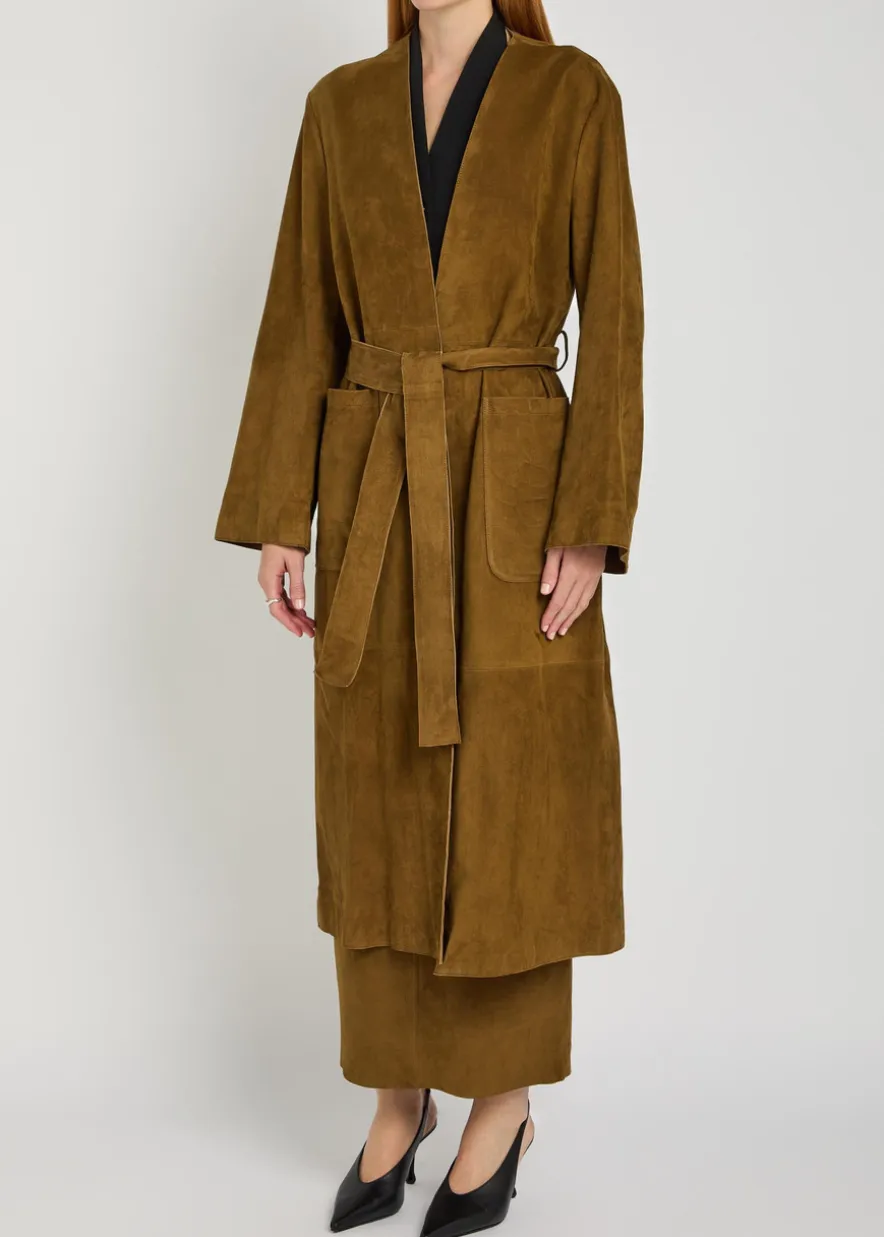 Ruelle belted suede coat
