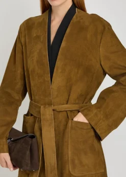 Ruelle belted suede coat