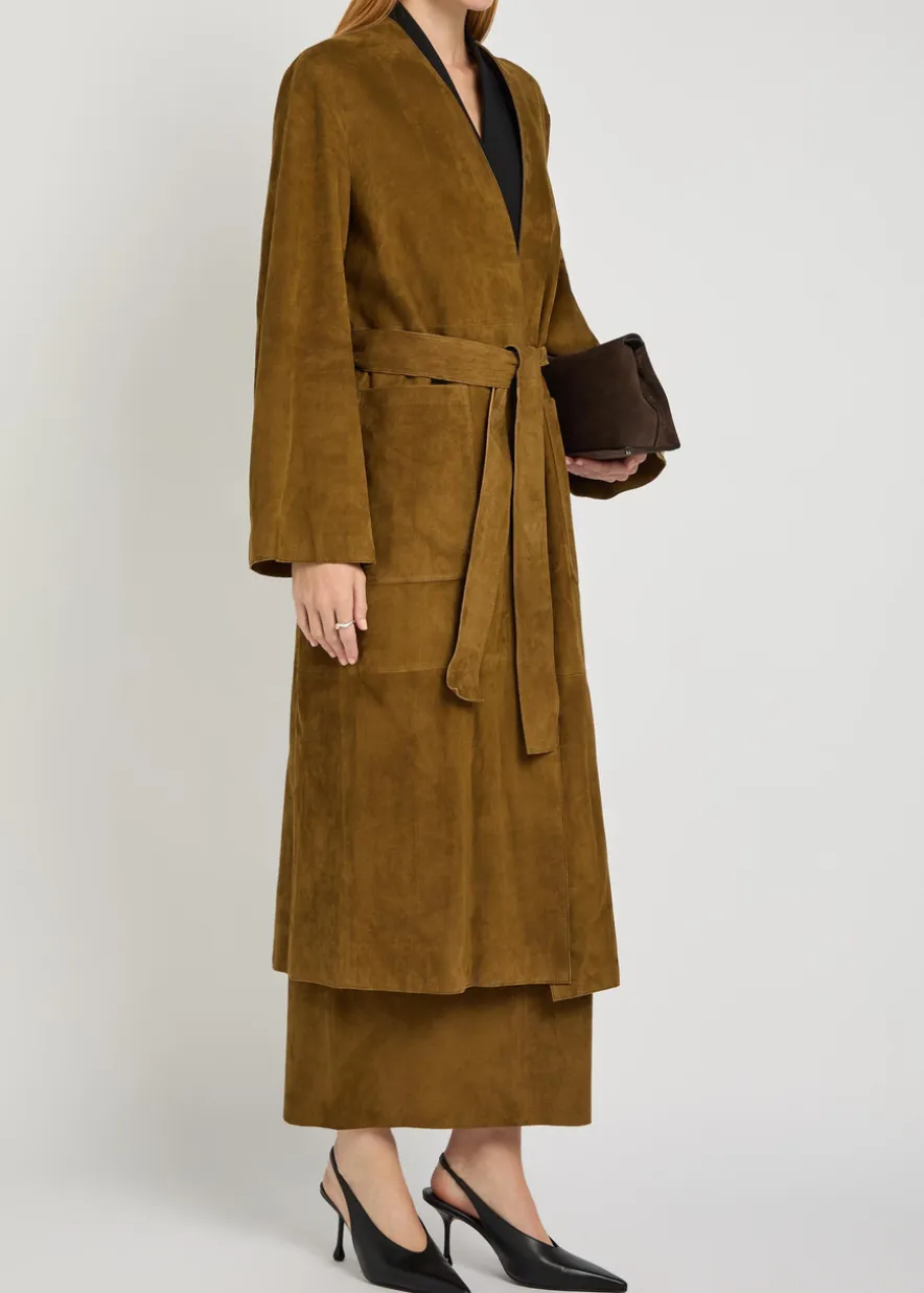 Ruelle belted suede coat