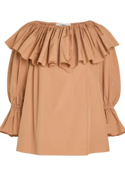 Ruffle cotton-poplin blouse