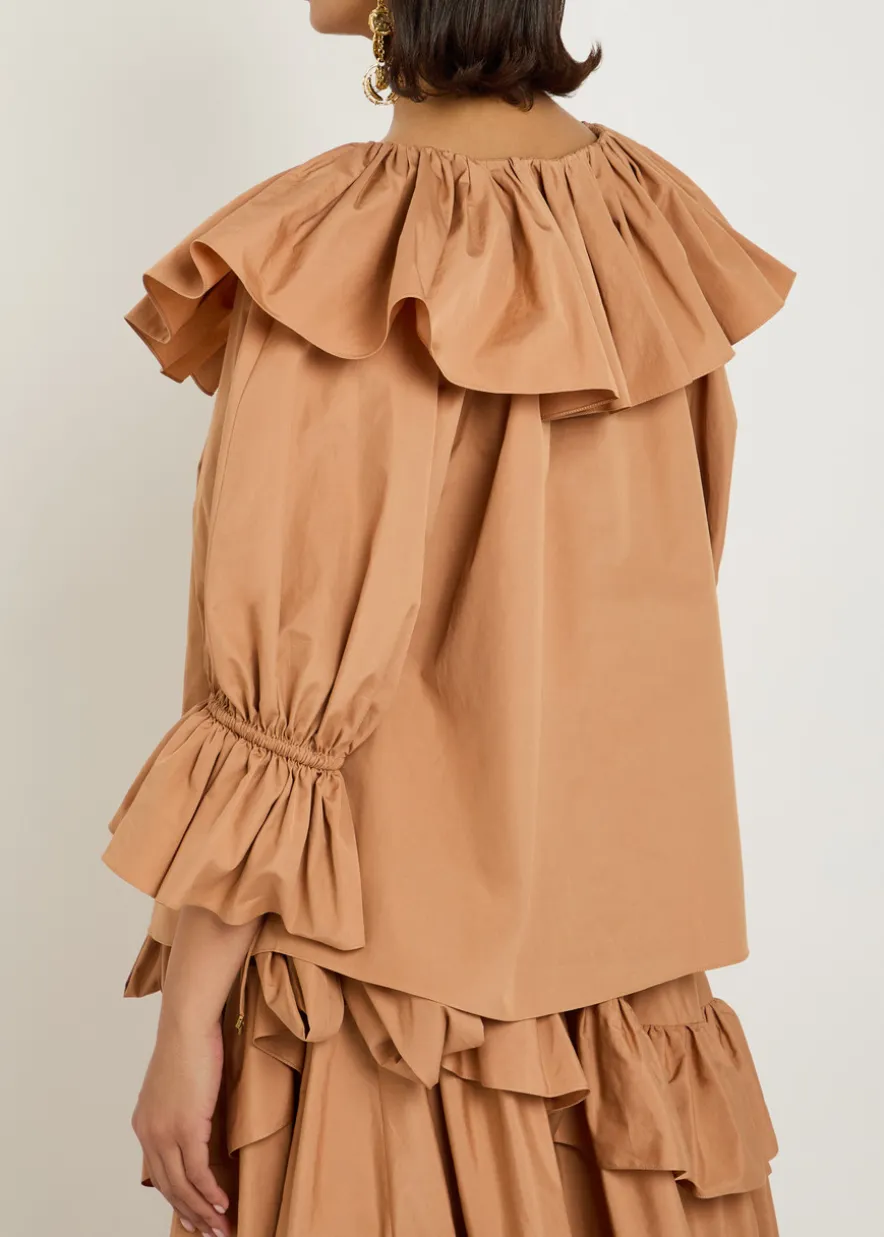 Ruffle cotton-poplin blouse
