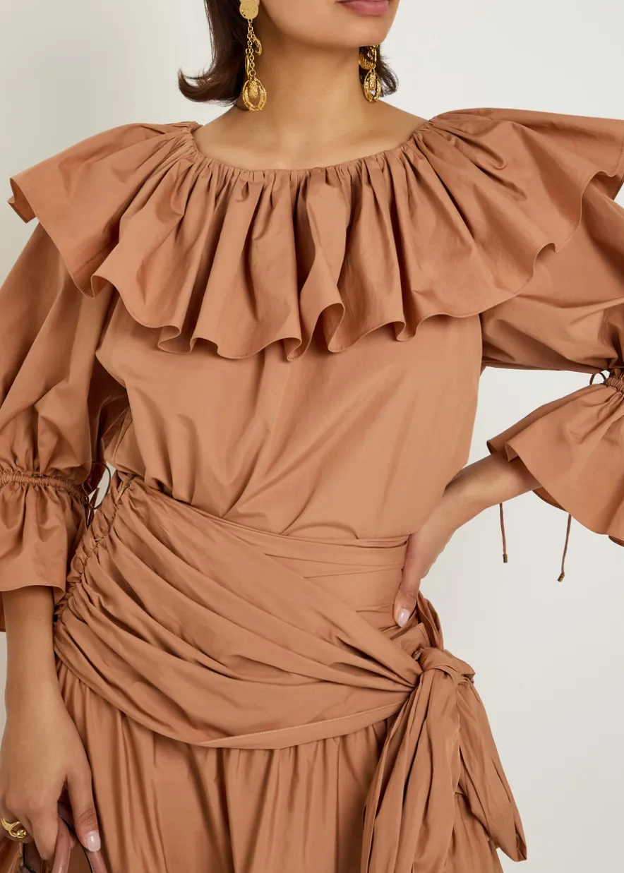 Ruffle cotton-poplin blouse