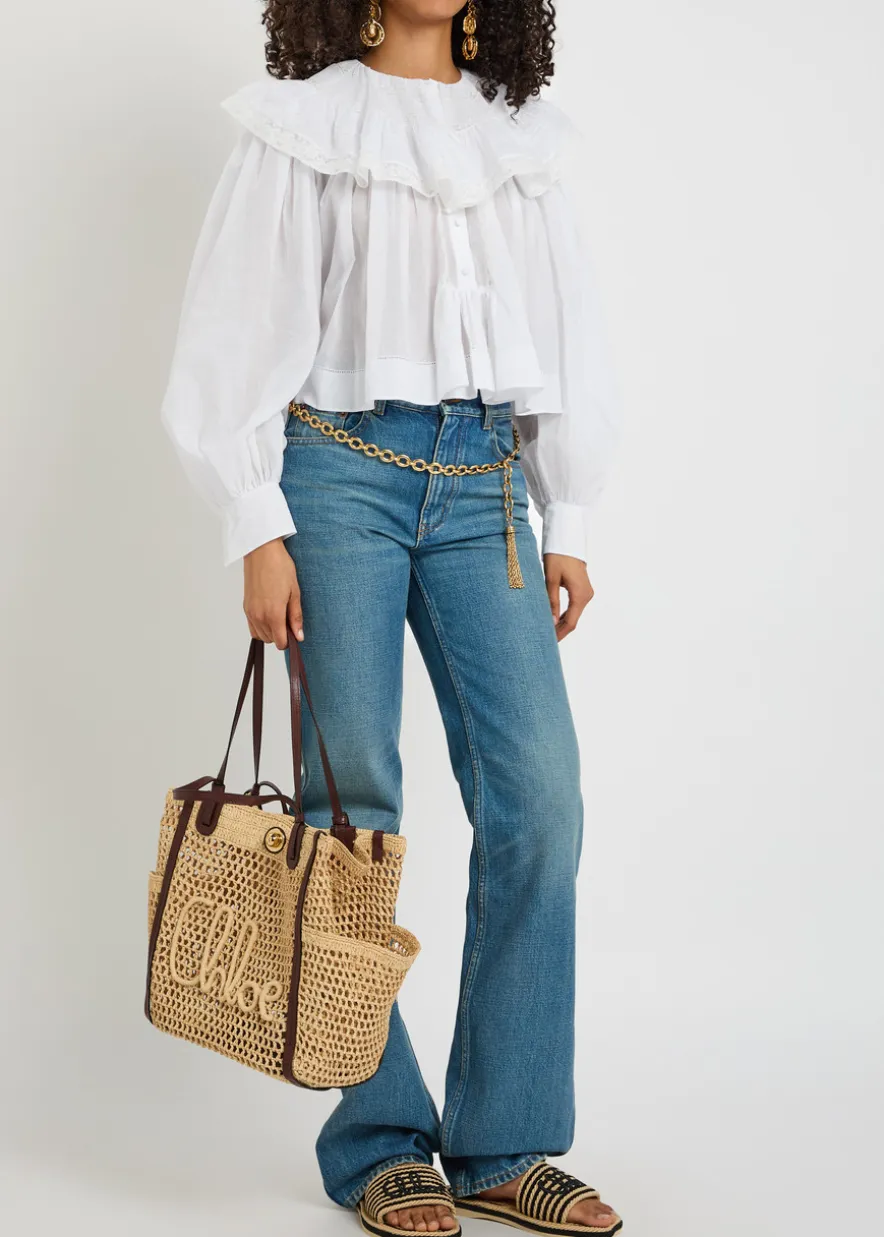 Ruffled cotton blouse