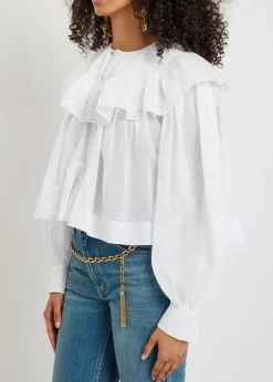 Ruffled cotton blouse