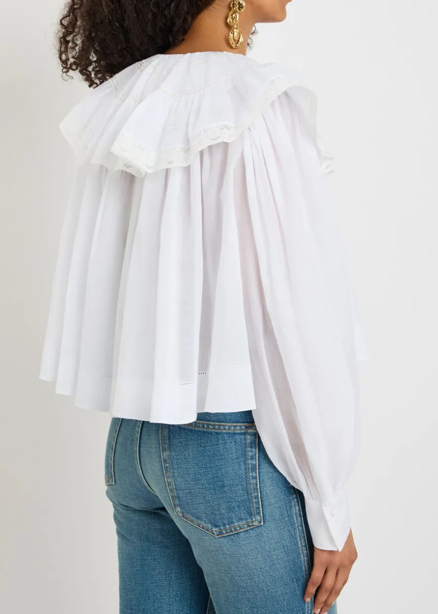 Ruffled cotton blouse