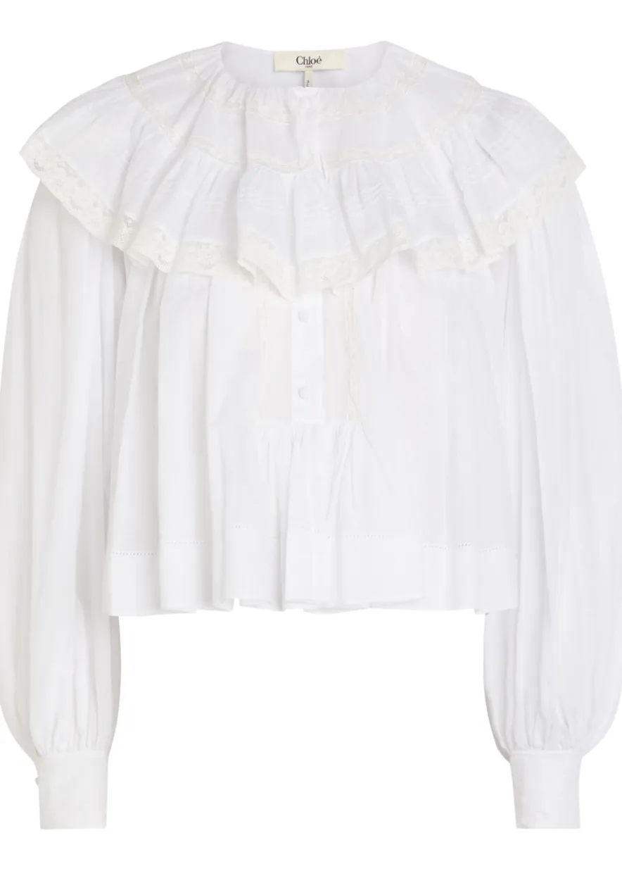 Ruffled cotton blouse