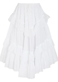 Ruffled cotton midi skirt