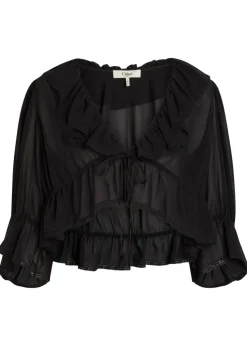 Ruffled cropped silk-chiffon top
