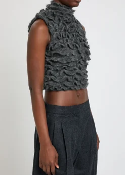 Ruffled mohair-blend cropped top