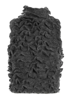 Ruffled mohair-blend cropped top