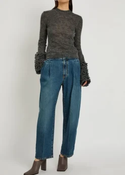 Ruffled mohair-blend top