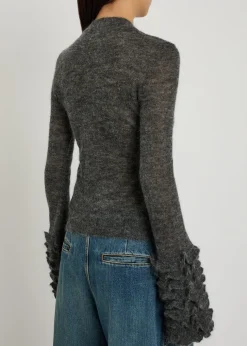 Ruffled mohair-blend top