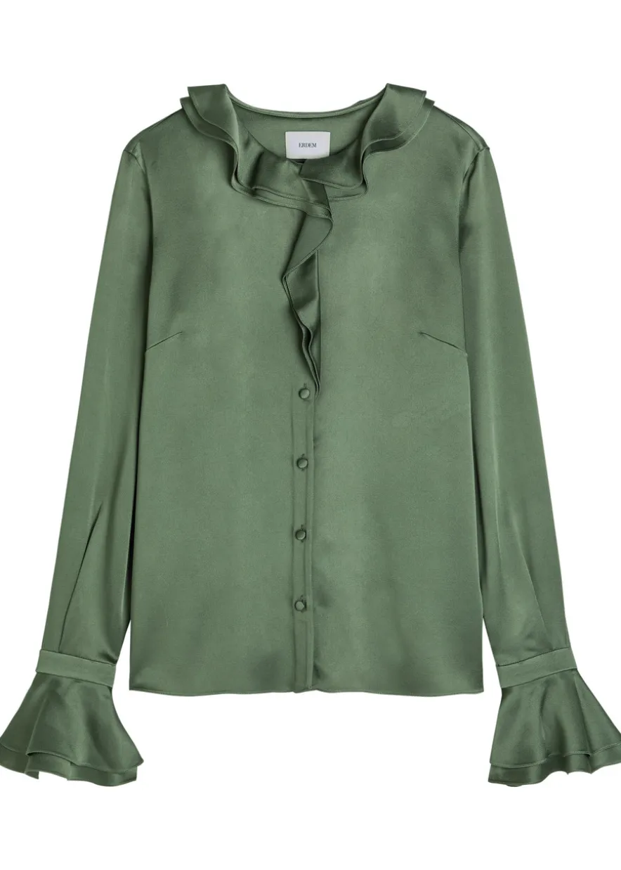 Ruffled satin blouse