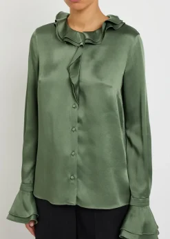Ruffled satin blouse