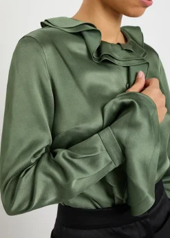 Ruffled satin blouse