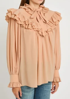 Ruffled silk-chiffon blouse