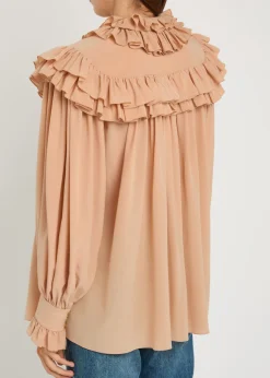 Ruffled silk-chiffon blouse
