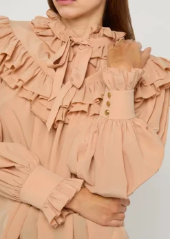 Ruffled silk-chiffon blouse