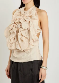 Ruffled silk top