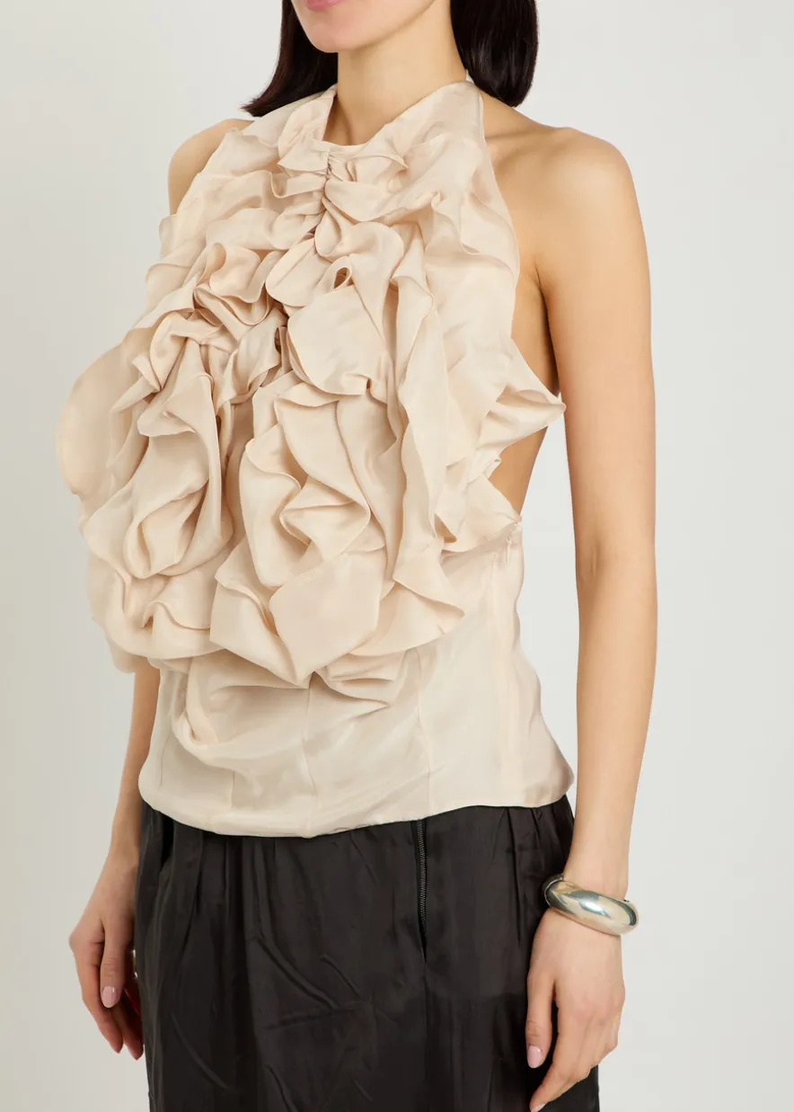 Ruffled silk top