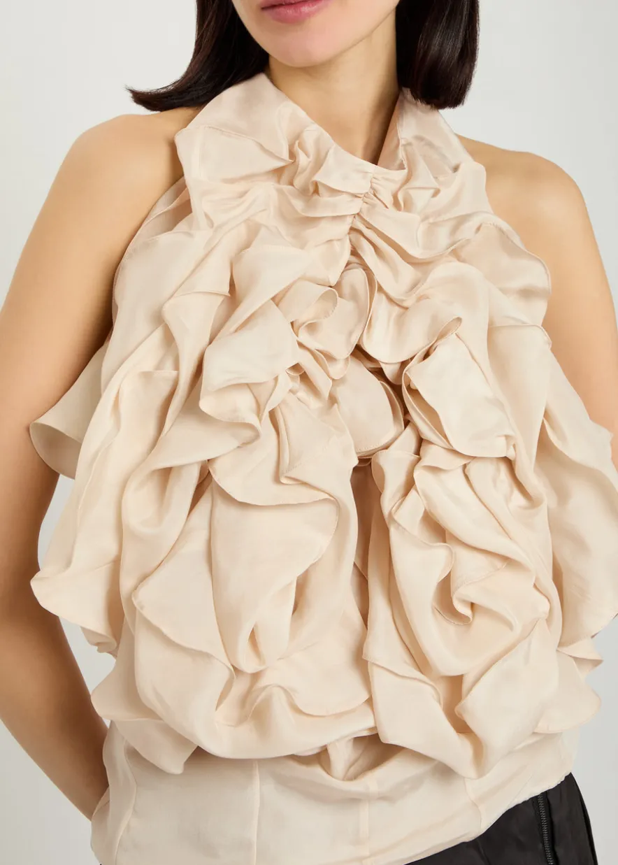 Ruffled silk top
