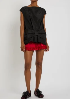 Ruffled stretch-satin shorts