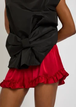 Ruffled stretch-satin shorts