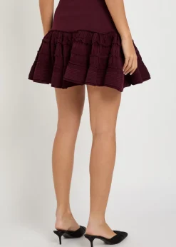Ruffled wool-blend mini skirt