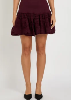 Ruffled wool-blend mini skirt