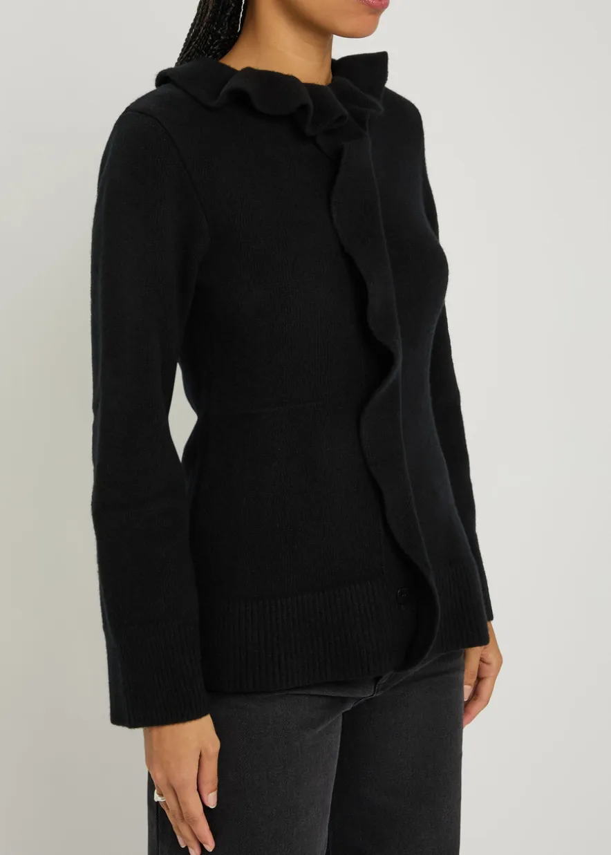 Ruffled wool cardigan