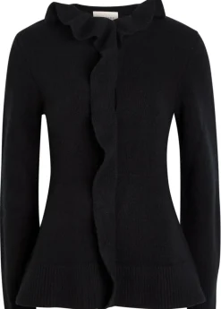 Ruffled wool cardigan