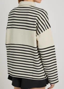 Rugby striped cotton-blend polo jumper