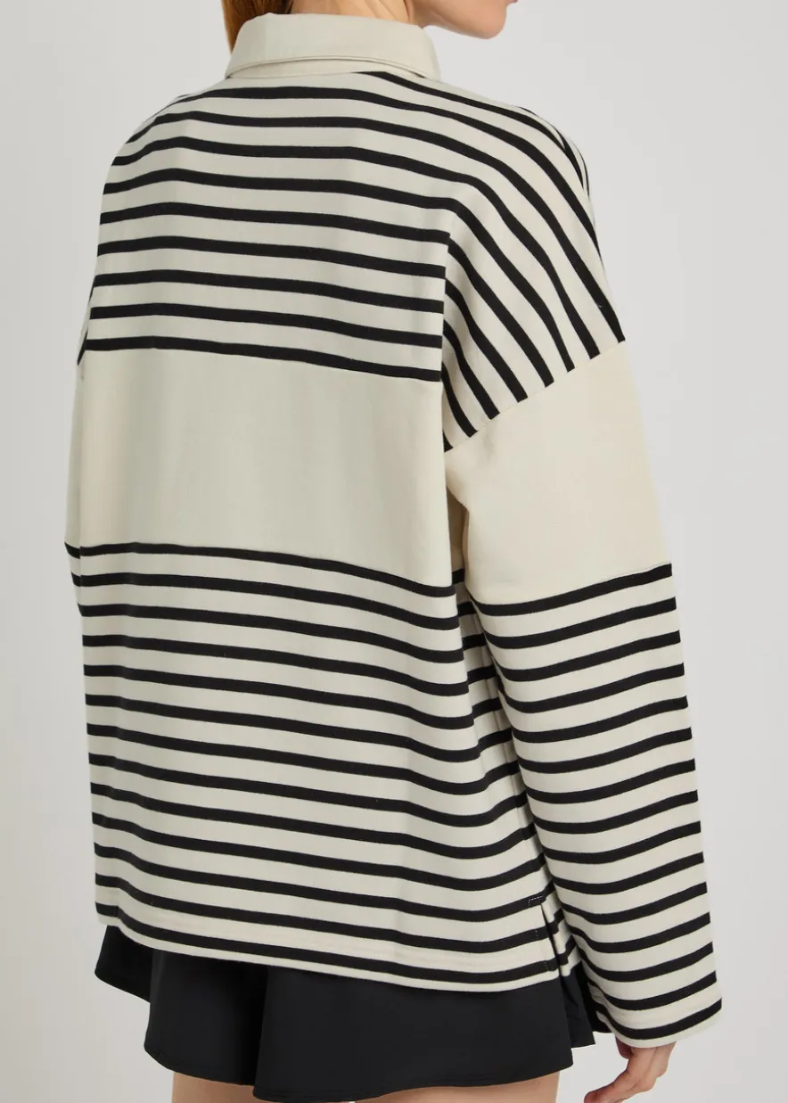 Rugby striped cotton-blend polo jumper