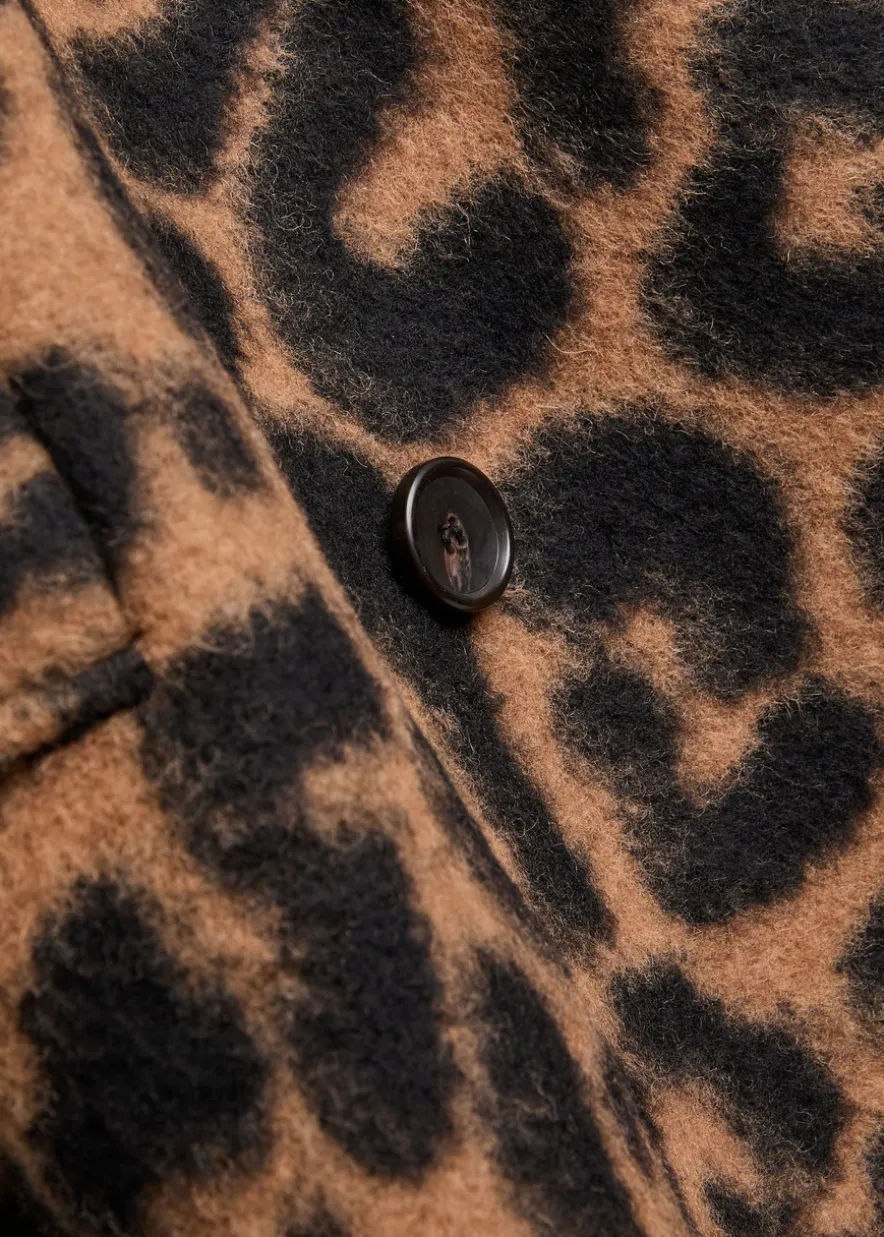 Rumi leopard-print brushed wool-blend trench coat