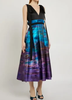 Runa printed satin midi dress