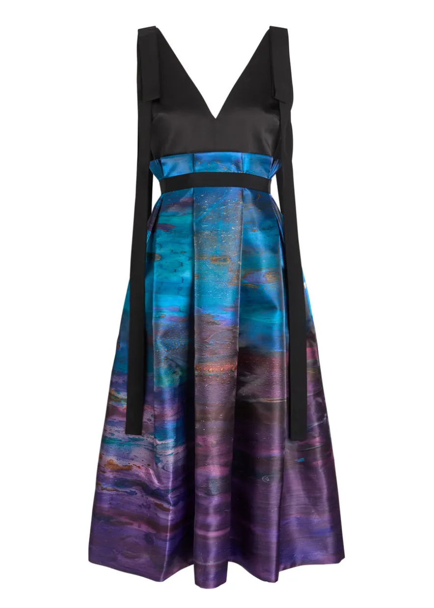 Runa printed satin midi dress